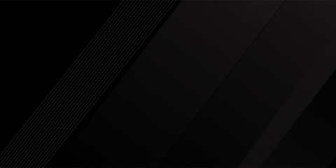 Obraz premium Quality Black abstract background design. Modern wavy line pattern (guilloche curves) in monochrome colors. Premium stripe texture for banner, business backdrop. Dark horizontal design