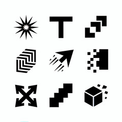 Obraz premium Geometric Icon Set Black Vector Shapes for Design and UI Elements Business Branding and Modern Graphics