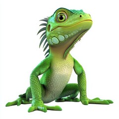 Obraz premium Adorable cartoon iguana is posing, perfect for children's books, educational content, or playful designs, bringing a touch of whimsy and charm