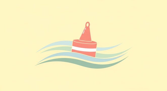 A red buoy floating in the water with waves.