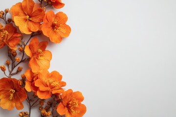 Bright orange flowers arranged on a light background showcasing their vibrant colors and delicate details for decoration