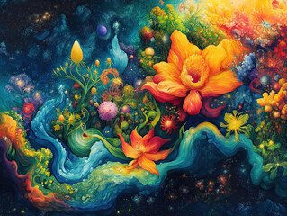 Nature&rsquo;s vivid harmony captured in interconnected organic forms