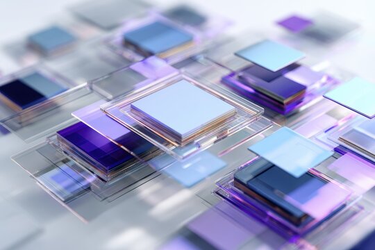 Colorful geometric shapes blend in a vibrant digital art composition with transparency and reflections - Powered by Adobe