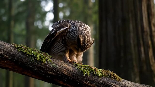 Close up of a majestic owl's intense, unblinking eyes, showcasing its sharp vision and silent vigilance in its natural habitat. A tight shot focusing on the intricate details of the owl's feathers?