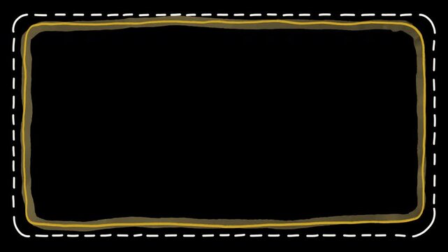 Artistic Hand Drawn Brush and Dashed Doodle Frame Overlay for Video Editing in 4K Alpha Channel