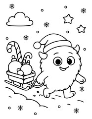 santa claus and reindeer Christmas Monster Coloring pages