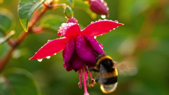 Macro time lapse of a vibrant flower bud slowly unfurling, revealing its intricate petals and delicate structure in soft morning light. Capturing the serene and mesmerizing process of floral growth?