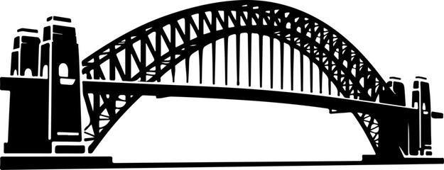 iconic Sydney Harbour Bridg silhouette vector illustration