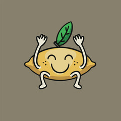 lemonade cartoon character smiling rising hand like good vibing