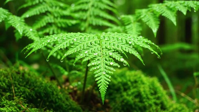 Close up, macro shot of a vibrant green fern frond unfurling, showcasing intricate fiddlehead details and delicate leaf patterns in soft, diffused light.