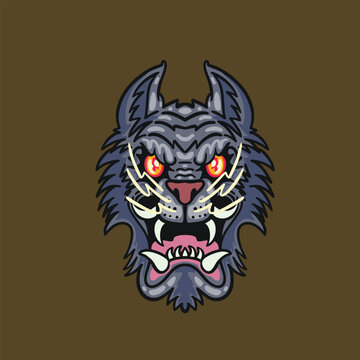 grey wolf whowing tooth design illustrations design style for clothing merch