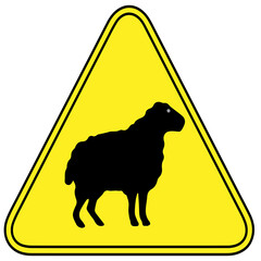 Caution road sign showing animals crossing warning for drivers safety