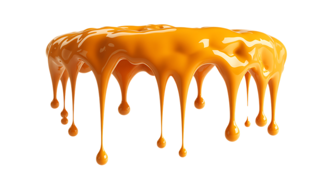 Dynamic orange dripping liquid: glossy paint or sauce effect