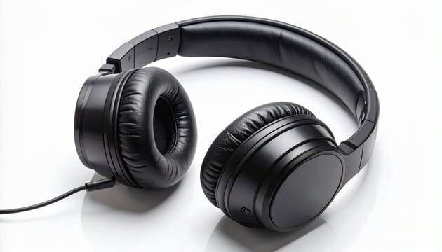 Black over-ear headphones rest in stillness—ritual of sound and solitude, where cushioned circles choreograph immersive listening and the quiet architecture of modern audio design. - Powered by Adobe