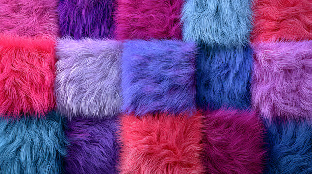 fluffy geometric squares with neon colors and glowing neon light tubes creating a bold vibrant modern wallpaper