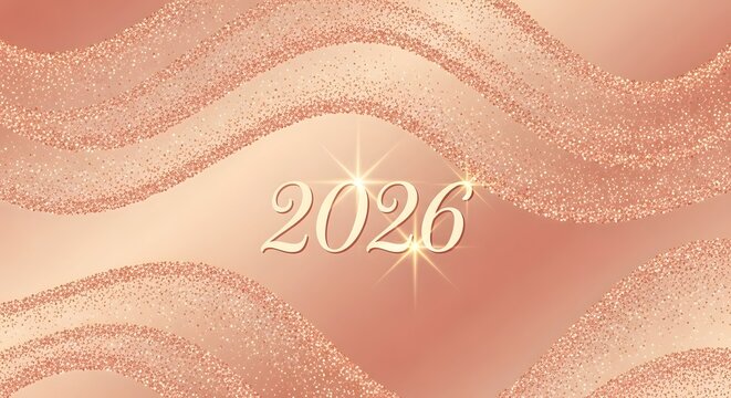 Elegant rose gold texture background with year 2026 for new year