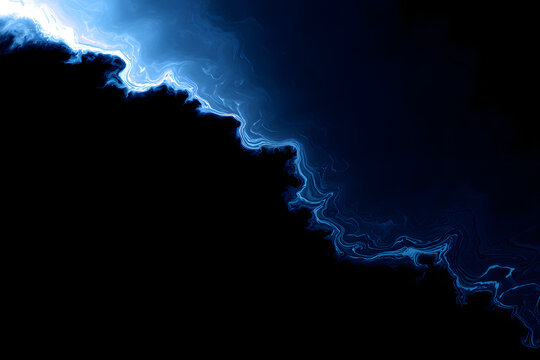 dark oceanic blue liquid bending into a black void creating a dramatic immersive deep space mood