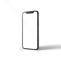 Flat rays emanate from a side view of a black smartphone mockup with a blank screen, isolated on a white background using a clipping path.