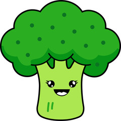 Cute Cartoon Broccoli Character Illustration