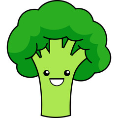 Cute Cartoon Broccoli Character Illustration