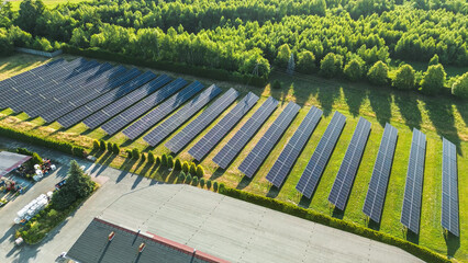 Renewable solar energy field supporting industrial buildings