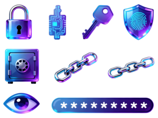 Cyber Security Icons: Digital Protection and Data Safety