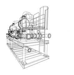 Industrial Machinery Blueprint. Vector