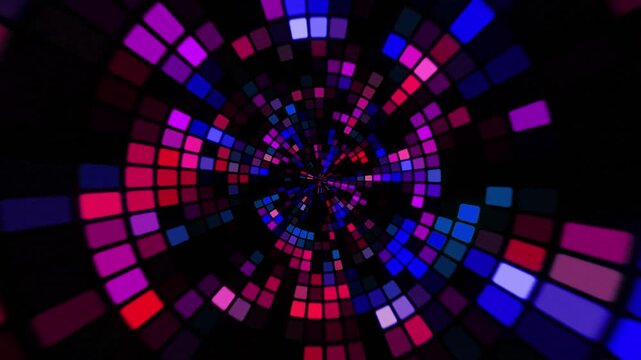 Flashing neon blue, red and pink colors small multiple square shaped circle led light lamps