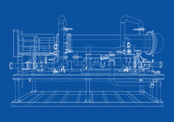 Industrial Blueprint Design. Vector