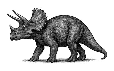 Obraz premium Detailed monochrome triceratops sketch: classic dinosaur art with intricate texture and realism