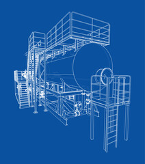 Industrial Machine Blueprint. Vector