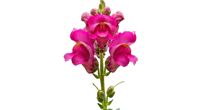 Vibrant pink snapdragon flower against a stark black background