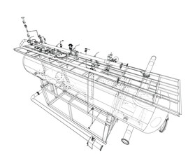 Industrial Equipment Blueprint. Vector