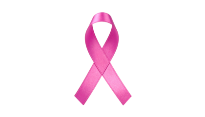 Isolated pink ribbon symbol with a slight sheen on a solid black background