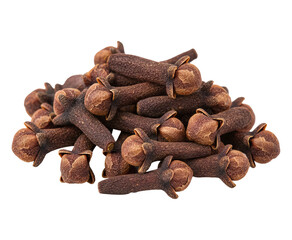 Obraz premium Loose Pile of Dried Whole Cloves Isolated on White – High-Resolution Aromatic Spice Photography 