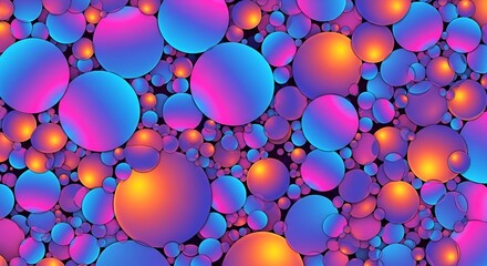 An abstract vibrant pattern of layered glossy spheres creating a modern, dynamic composition design.