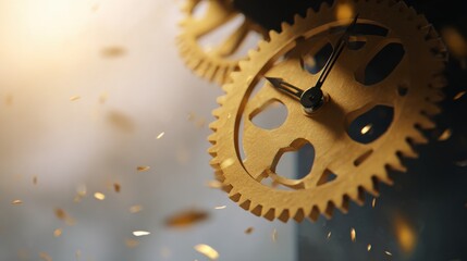 Clock gears show time passing