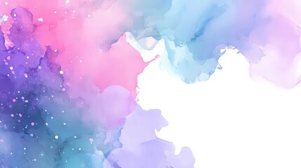 Watercolor Abstract Background with Pink Purple and Blue Hues Soft Blending Textures on White Decorative Design Element for Creative Projects