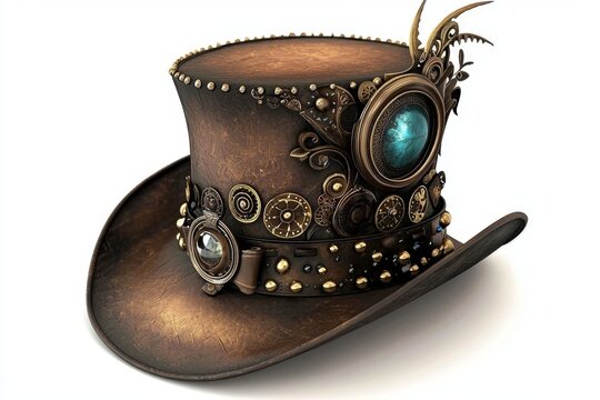 Captivating artwork showcasing a steampunk-themed top hat.