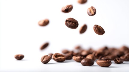Obraz premium Falling roasted coffee beans