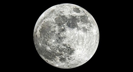 Obraz premium Detailed Full Moon Isolated on Black Background 