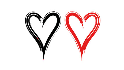 Abstract Heart Outline Clipart – Black and Red Artistic Love Symbol Design