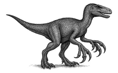Fototapeta premium Intricate black and white dinosaur sketch with detailed textures