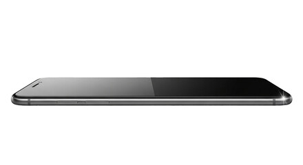 Sleek modern smartphone lying flat on a dark background