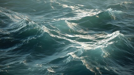 Obraz premium Sunlight reflecting off the waves of a deep blue ocean on a sunny day