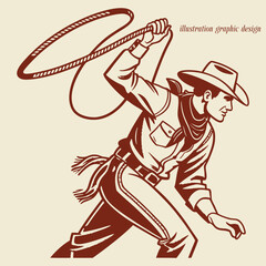 Fototapeta premium Vintage illustration of cowboy vector t shirt design vector graphic typographic poster or t-shirts street wear and Urban style, cowboy t shirt 