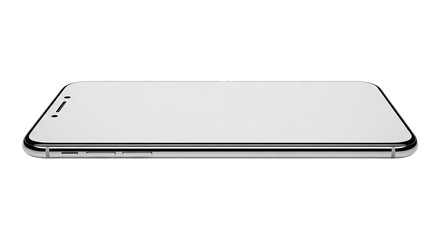 Modern smartphone with a blank white screen on a black background