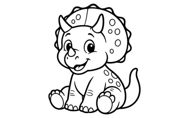 Cute baby triceratops coloring page for kids and dinosaur enthusiasts