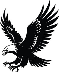 Fototapeta premium Eagle vector graphic black and white soaring bird of prey clip art icon eps silhouette
