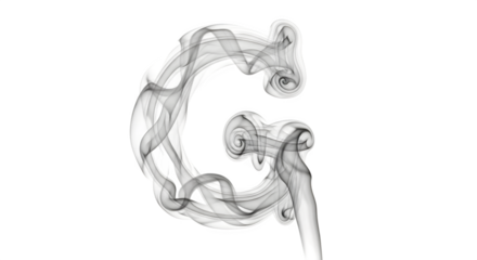 Smoke Forming the Letter G on White Background.